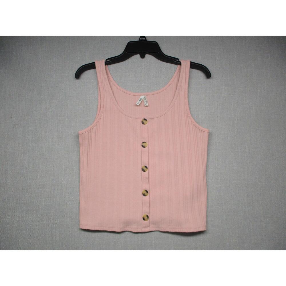 Mudd Y2K Pink Casual Lightweight Stretch Button Front Tank Top Womens Size XL
